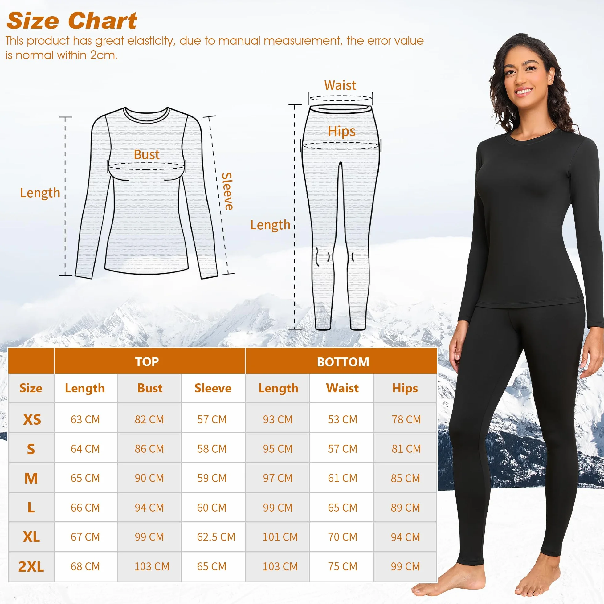 Thermounterwäsche Damen Skiunterwäsche Set Winter Schwarz Weiß Funktionsunterwäsche Thermo Unterwäsche Ski Damen Extra Warm Atmungsaktive Thermowäsche mit Thermounterhose Thermounterhemd Langarm