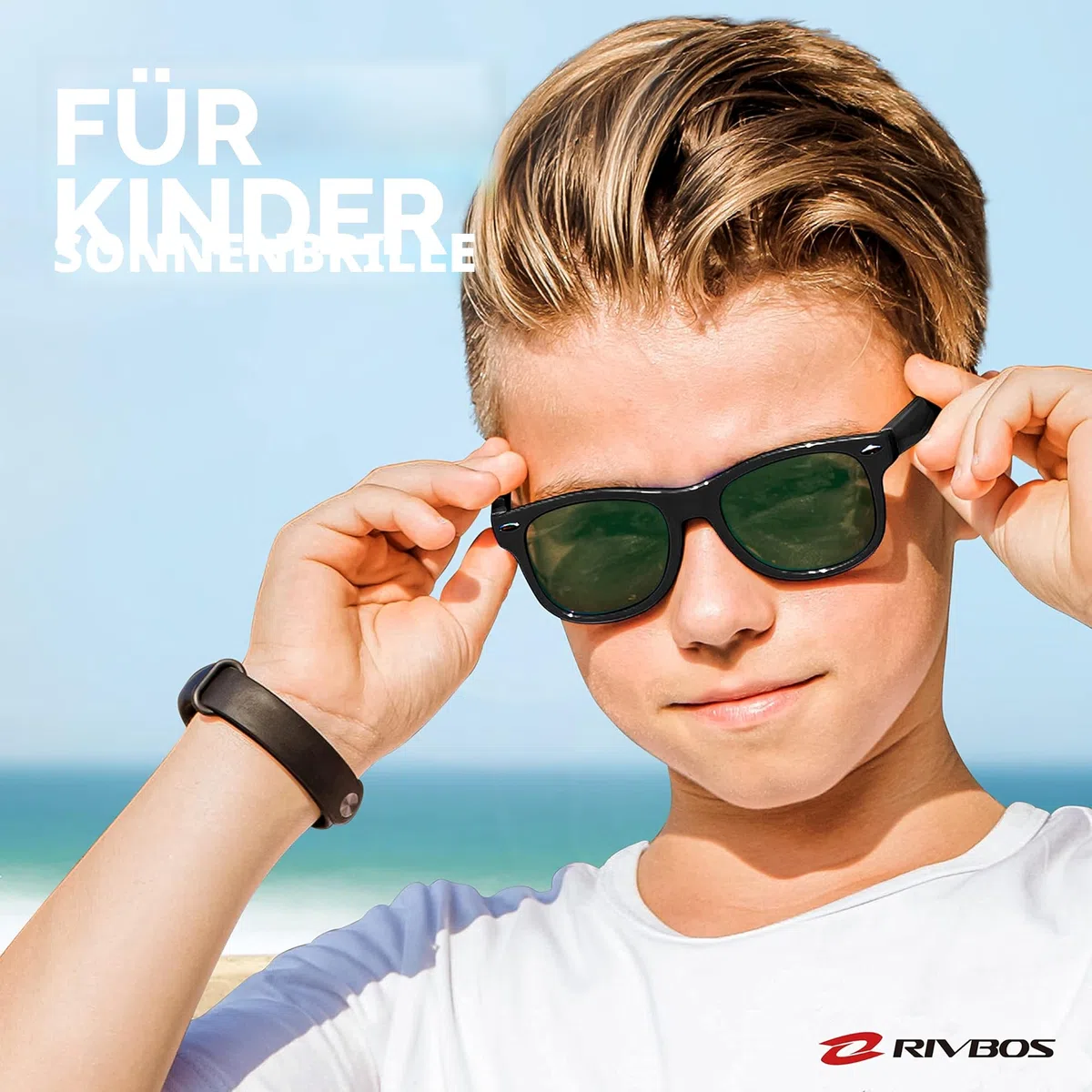 RIVBOS Kinder polarisierte Sonnenbrille mit Riemen Brillengläser Schattierungen für Jungen Mädchen und Kinder RBK004
