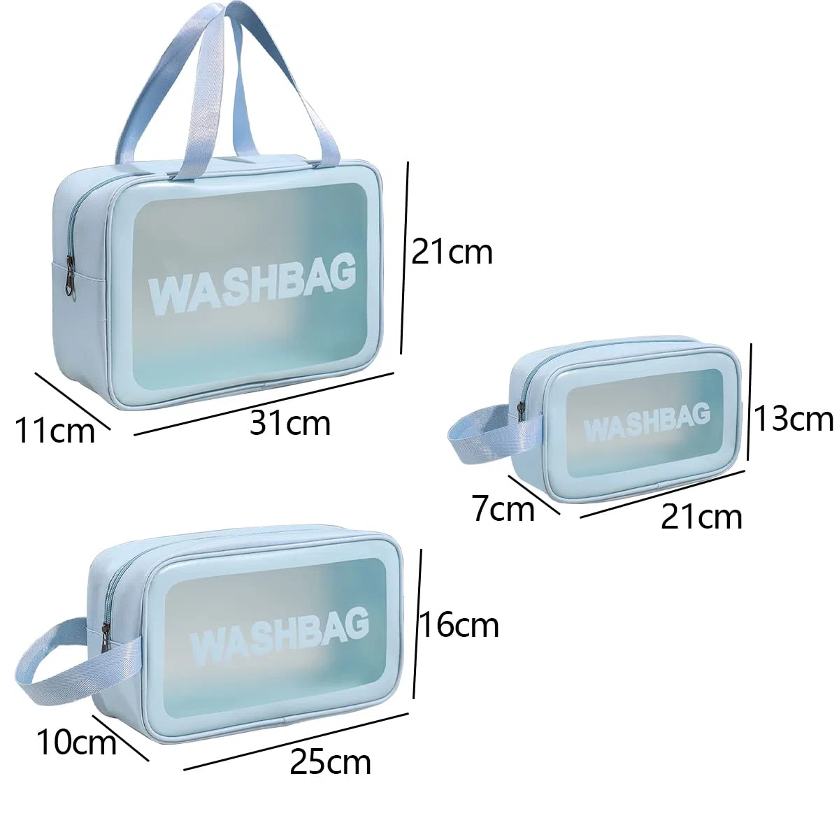 LEcylankEr Kosmetiktasche Transparent 3 Stück Make-up Tasche Wasserdicht Transparent kulturbeutel Reise Set (Blau)