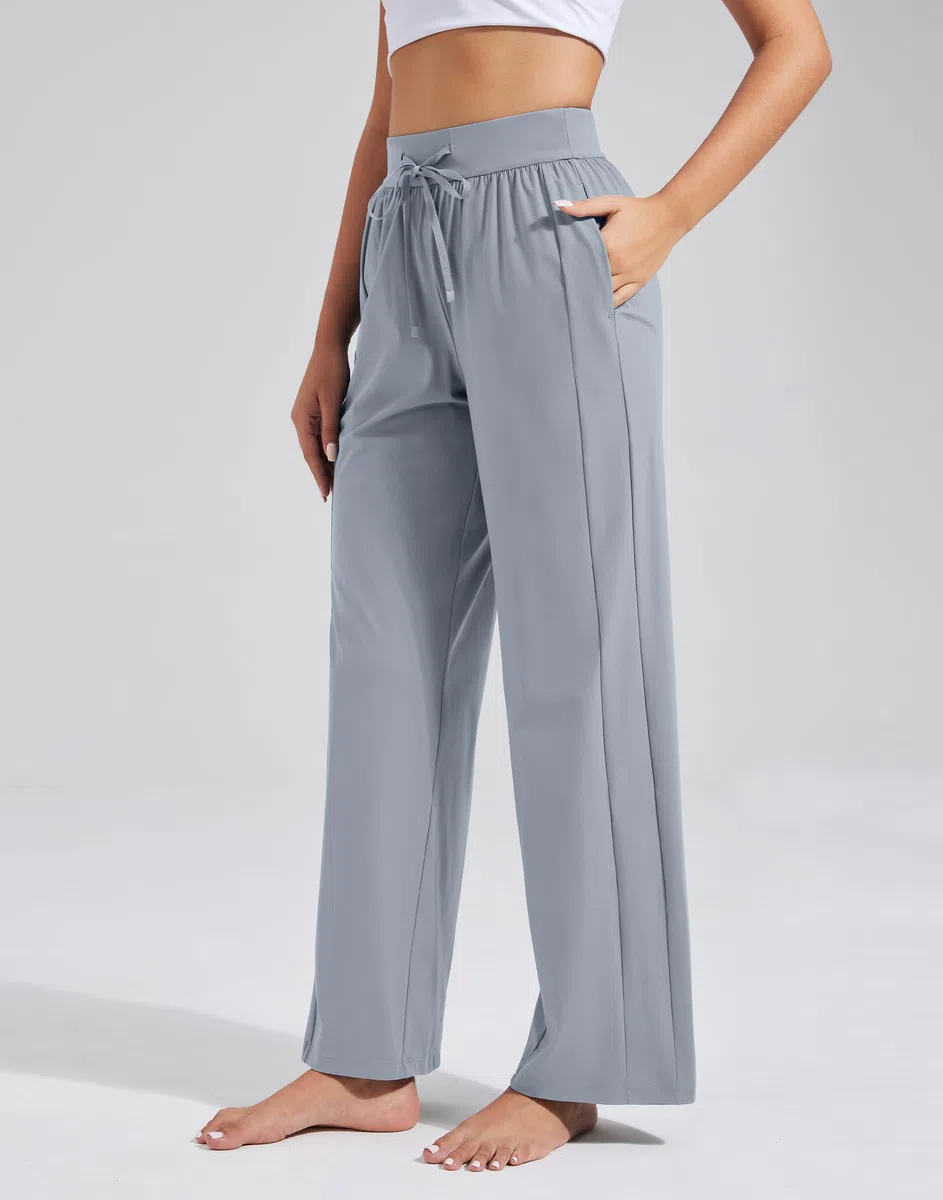 Pioneer Camp Jogginghose Weit Lang Sporthose Damen mit UPF100+ Sonnenschutz Freizeithose,Leicht Atmungsaktiv Stretch Bund Yogahose mit Kordelzug Taschen