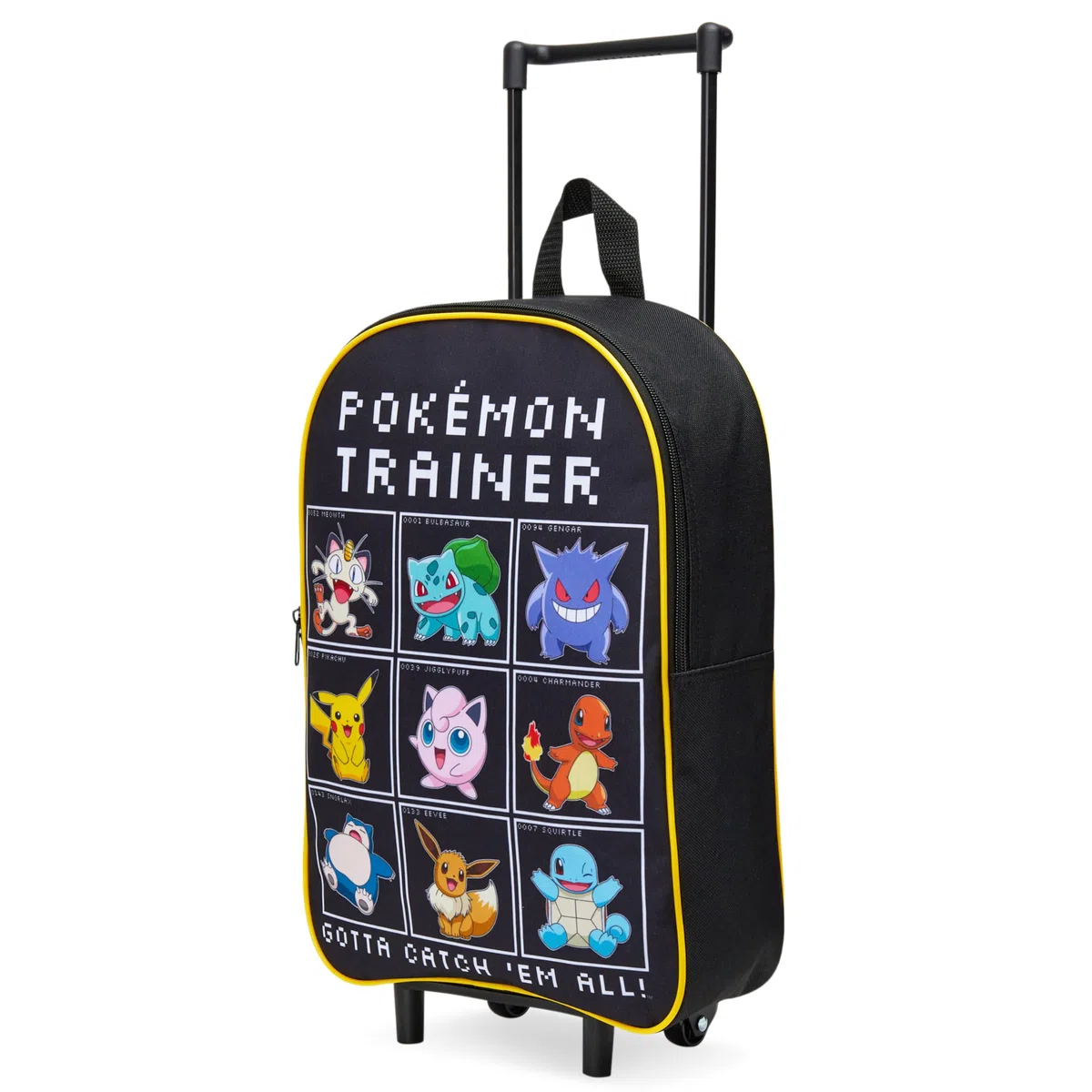 Pokemon Koffer Kinder, Faltbarer Trolley Handgepäck Leicht 39x27cm, 10.5 Liter, 2 Rollen & Ausziehbarem Griff (S/39cm -10.5L, Schwarz/Mehrfarbig)