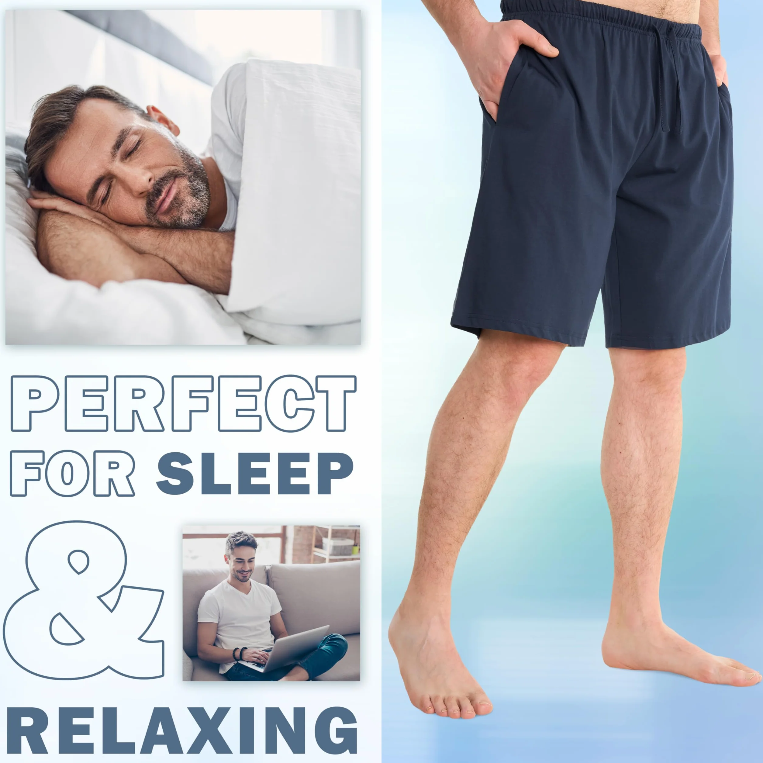CityComfort Schlafanzug Herren Kurz M-4XL, 2er Pack Pyjama Shorts Herren Sommer mit Gummizug und Taschen, Freizeithose Loungewear, Geschenke für Männer
