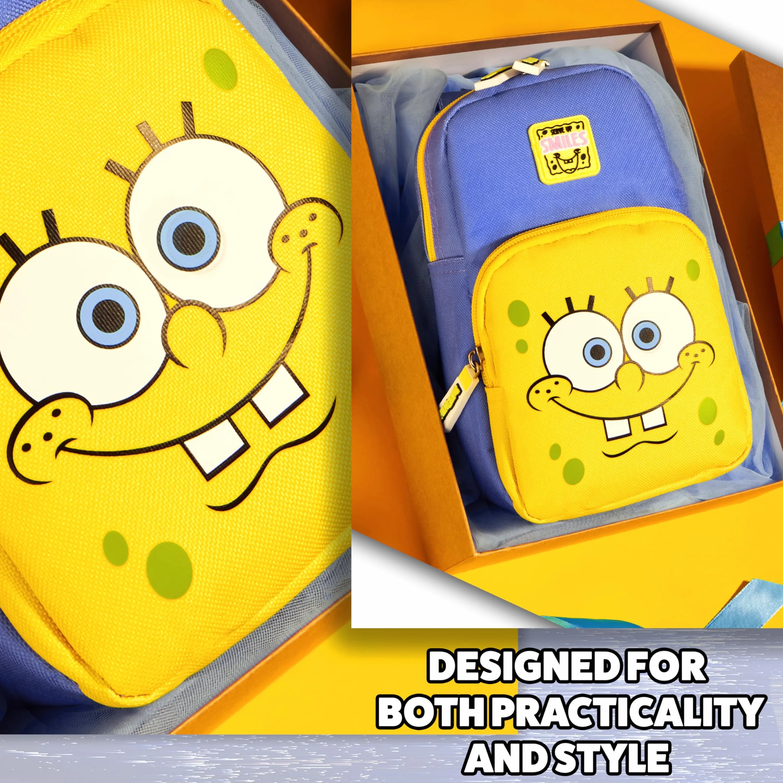 SPONGEBOB SQUAREPANTS Umhängetasche Mädchen, Tasche Kinder Teenies mit Verstellbarem Gurt