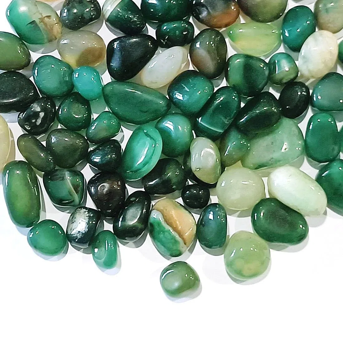 Perlin Achat Edelsteine Grün Trommelsteine 100 Stück 20 mm 25 mm Naturstein Dekosteine Groß Halbedelsteine Nugget ohne Loch Deko Meditation Chakra Geschenk Glückssteine