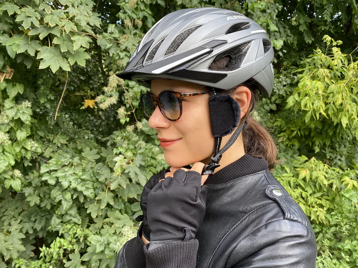 Mini - Fahrradhelm Windabweiser, weniger Windgeräusche an den Ohren, Fahrtwind vom Ohr abhalten, Windschutz für Fahrradhelm, kompakt