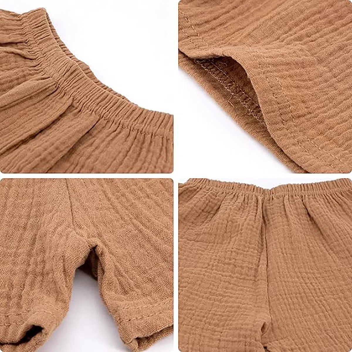 3er Pack Baby Kinder Jungen Mädchen Baumwolle Leinen Shorts Sommer Musselin Kurz Hose 1-11 Jahre Sommerhose Leichte Atmungsaktive Einfarbige Lässige Kurze Hosen Gr. 80/86/98/104/116/128/134/146