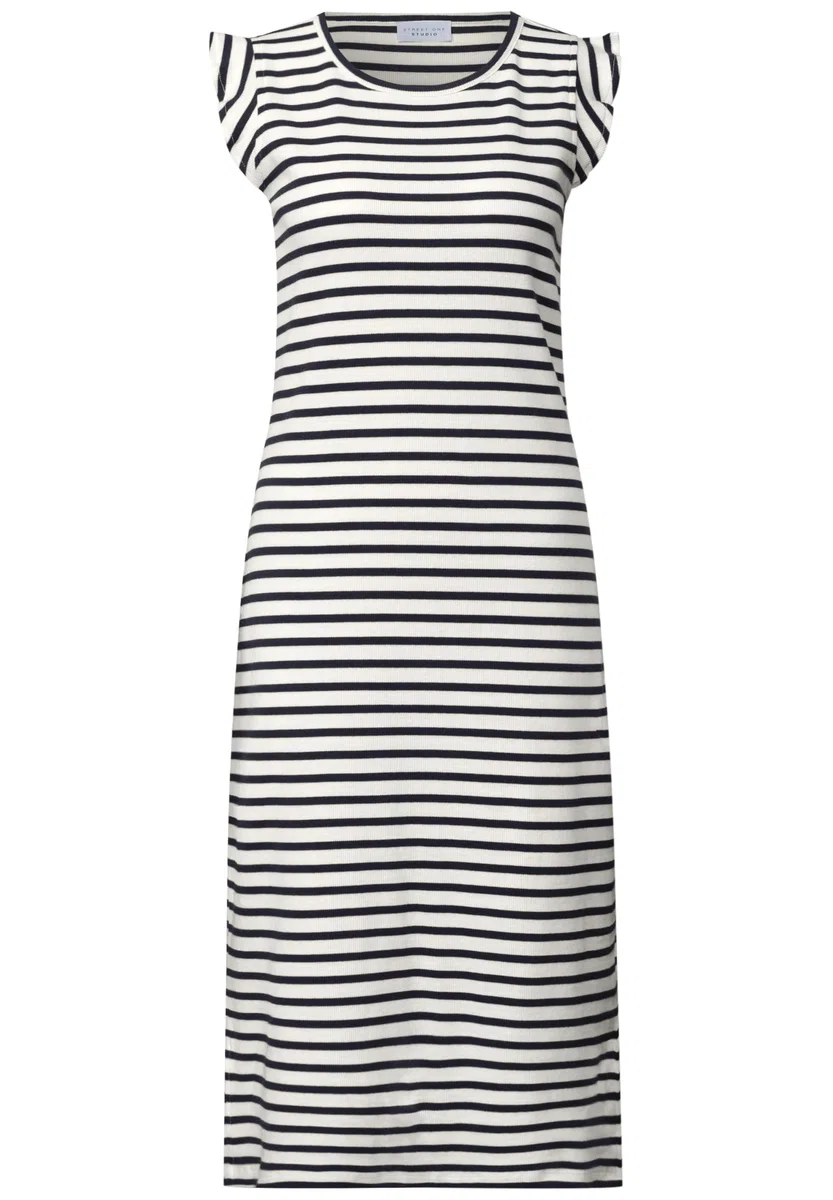 Street One Studio Damen 1409403 Midi-Kleid mit Rundhals und Streifen (1er Pack)
