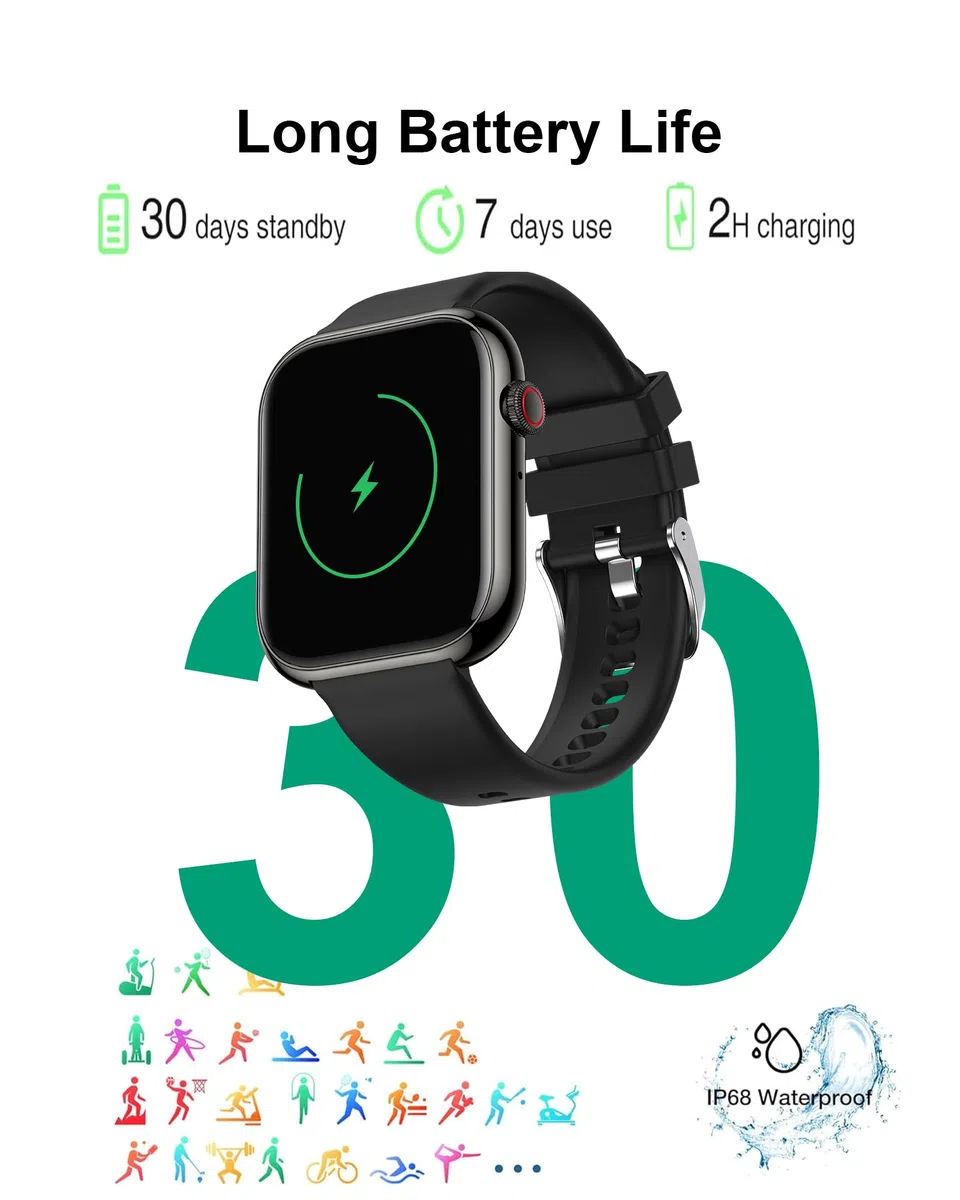 Smartwatch für Herren/Damen mit Telefonfunktion - 1,85" Bildschirm Fitnessuhr, Herzfrequenz, SpO2, Schlafmonitor, Schrittzähler, IP68 Wasserdicht Uhr, 113+ Sportmodi Sportuhr für Android iOS