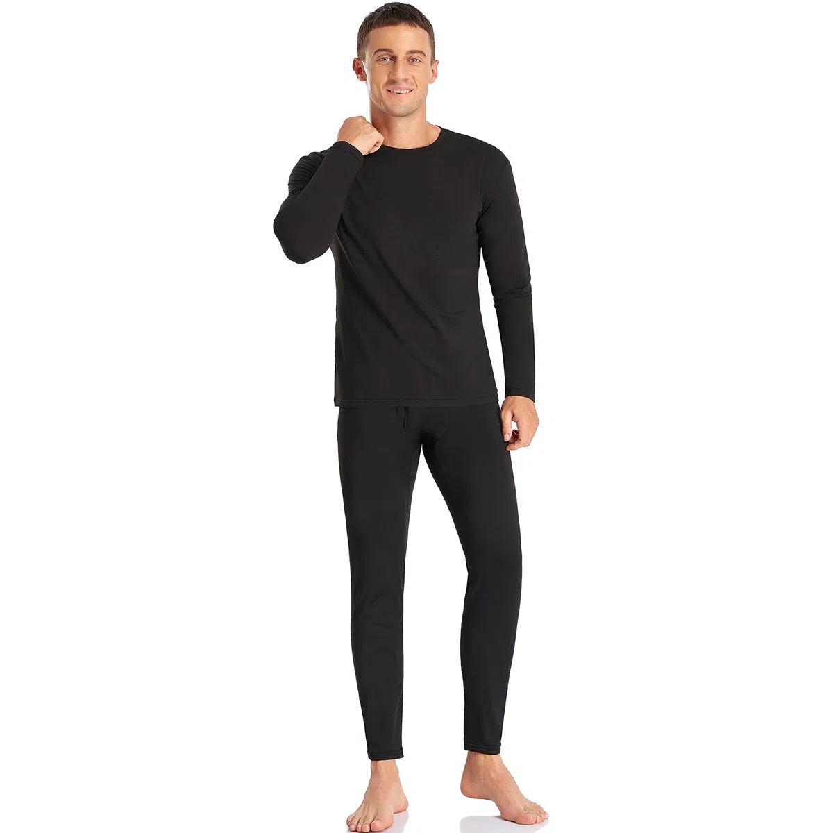 SIMIYA Herren Thermounterwäsche Set, warme Unterwäsche mit Innenfleece, Ultraleicht Oberteil und Unterteil mit Eingriff Langarm Funktionsunterwäsche Rundhals Skiunterwäsche für Winter