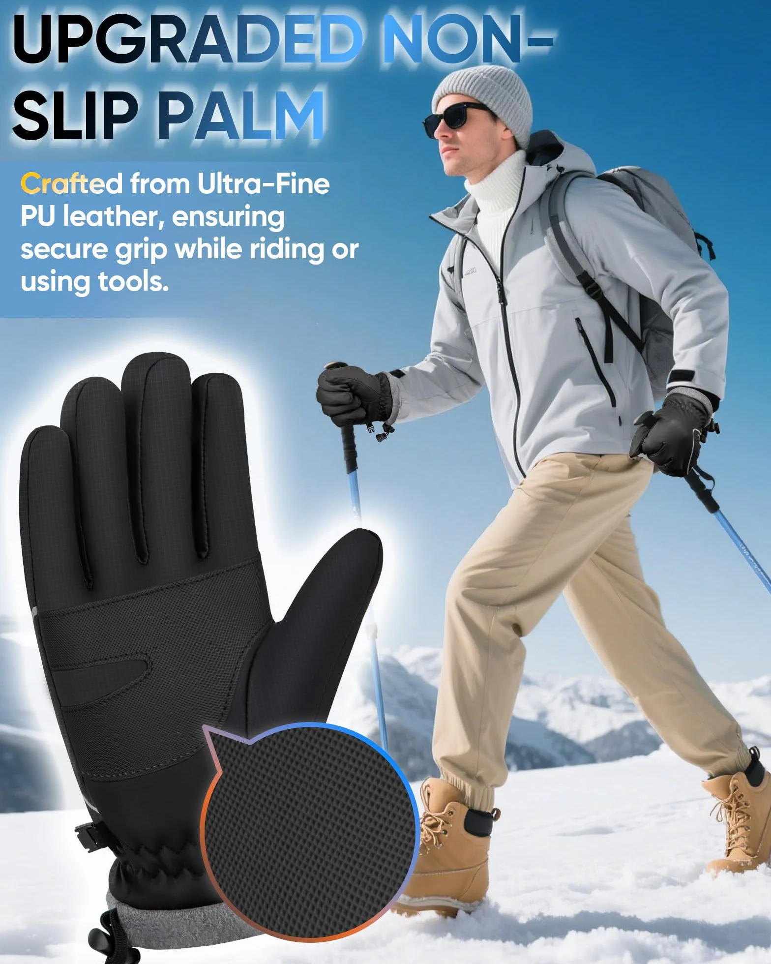 Fahrrad Handschuhe Herren Damen, Warme Sporthandschuhe mit Touchscreen [Weiches Vlies & Atmungsaktive] Radsporthandschue Laufhandschuhe Sporthandschuhe Unisex