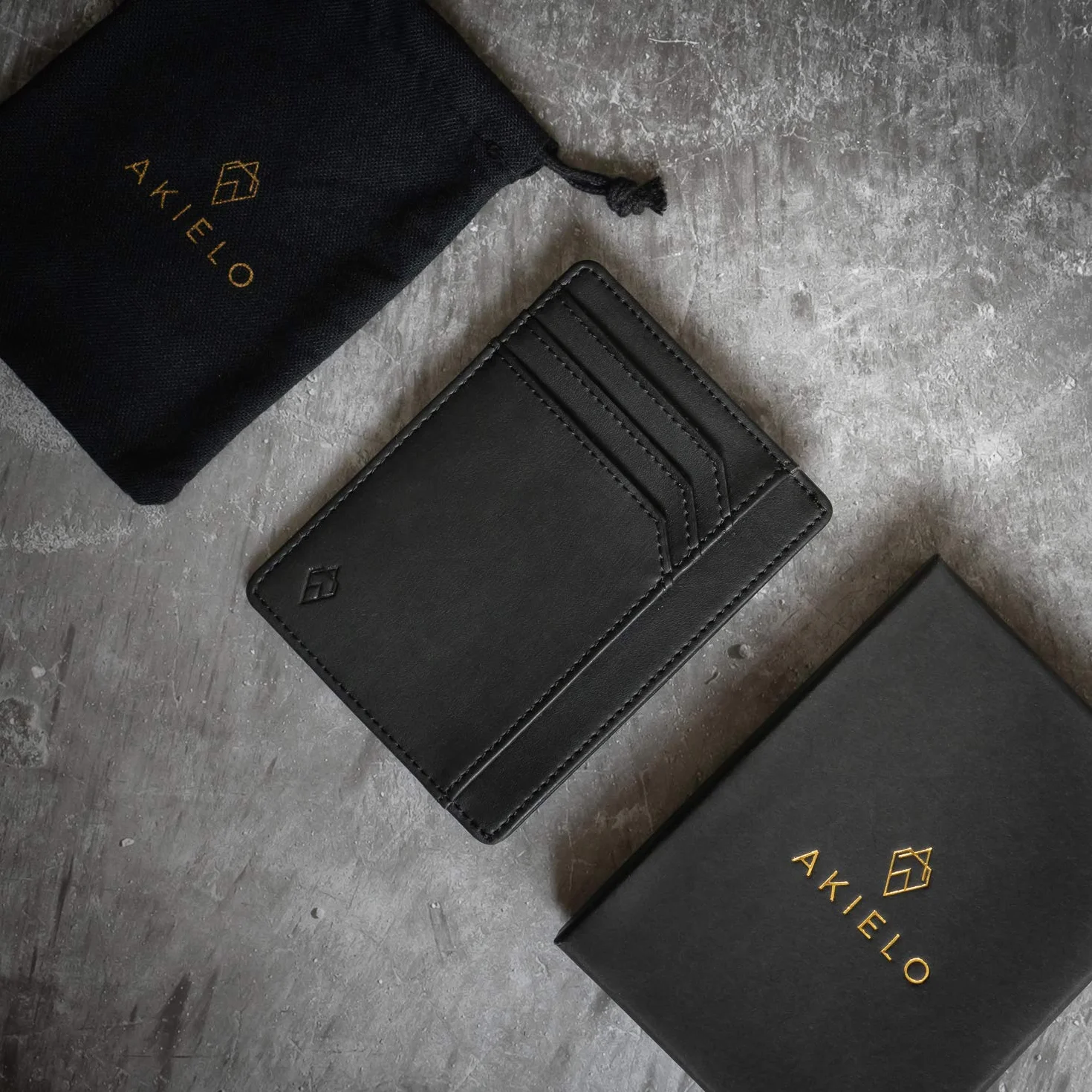 AKIELO RFID-blockerande Kreditkorthållare Och Presentlåda – Ultra Slim Plånbok för Män – Minimalistisk Kortplånbok (Bravo Kollektion)