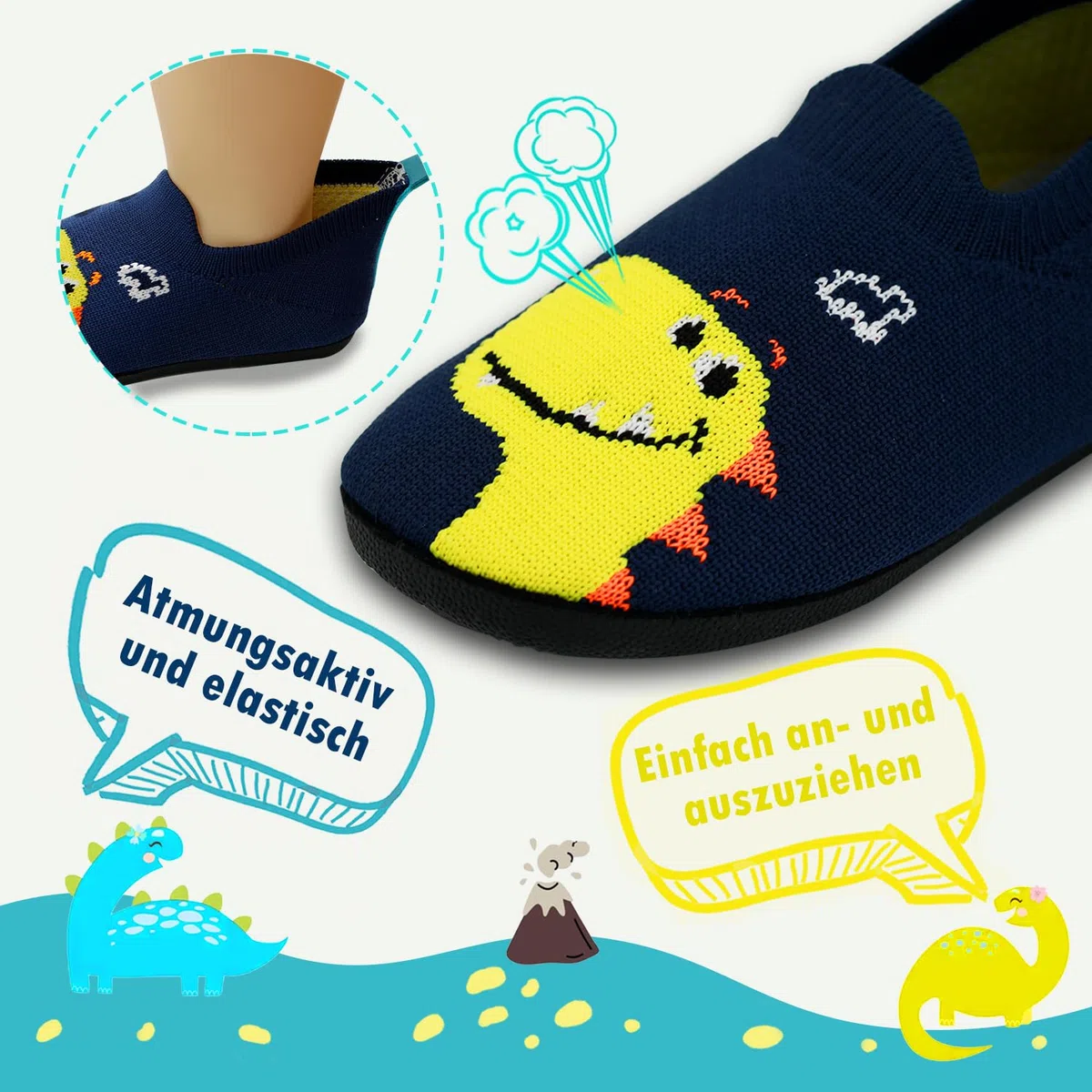 Hausschuhe Kinder Junge Mädchen Turnschläppchen Jungen Barfuß Kinder Hausschuhe Einhorn Dino Fuchs Pantoffeln Atmungsaktive Rutschfest Lauflernschuhe