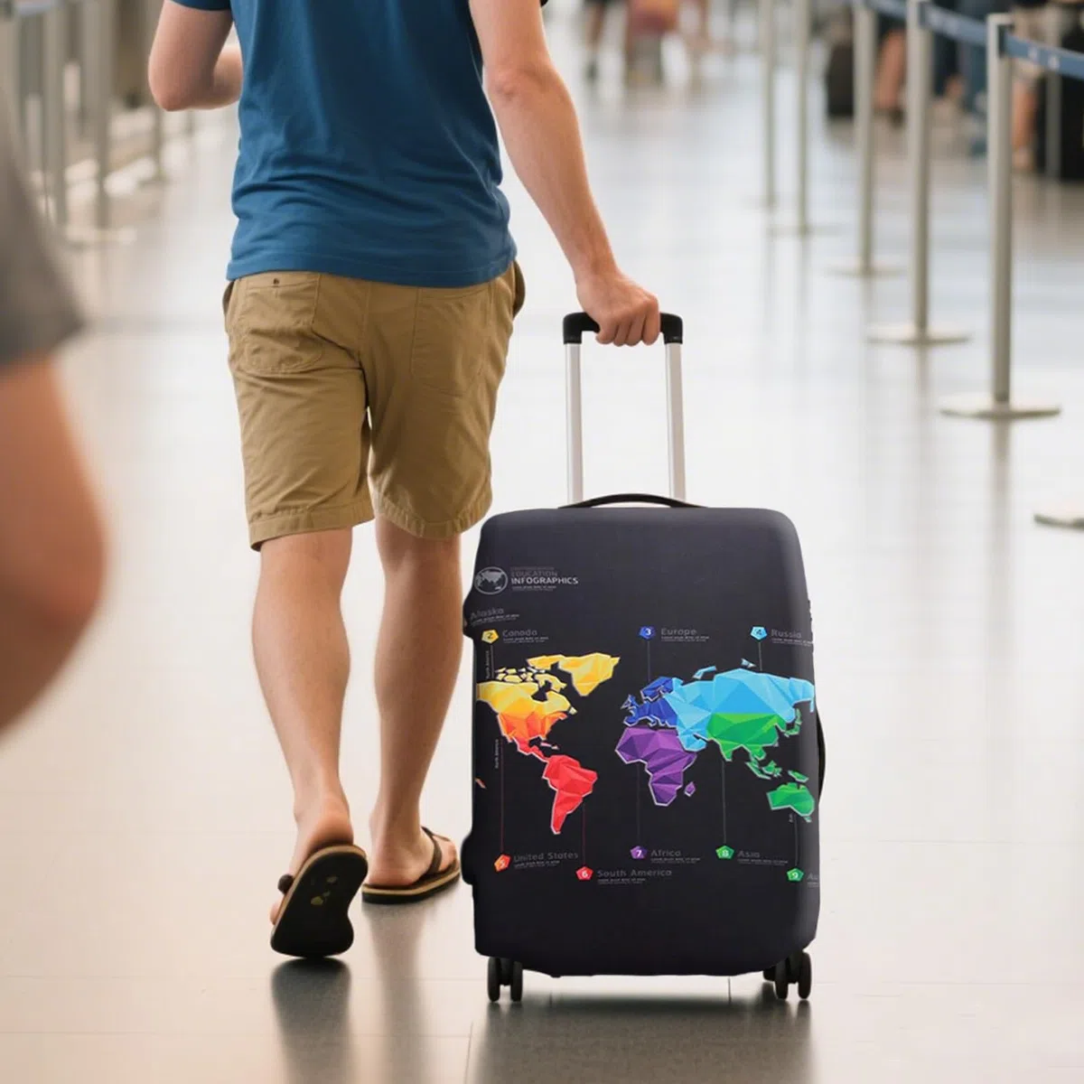 Kofferhülle Schutzhülle Kofferschutzhülle Elastisch Schutzhülle mit Weltkarte Muster Staubdicht Waschbarer Suitcase Cover für Reisen Luggage Protector (XL(29-32Inch)