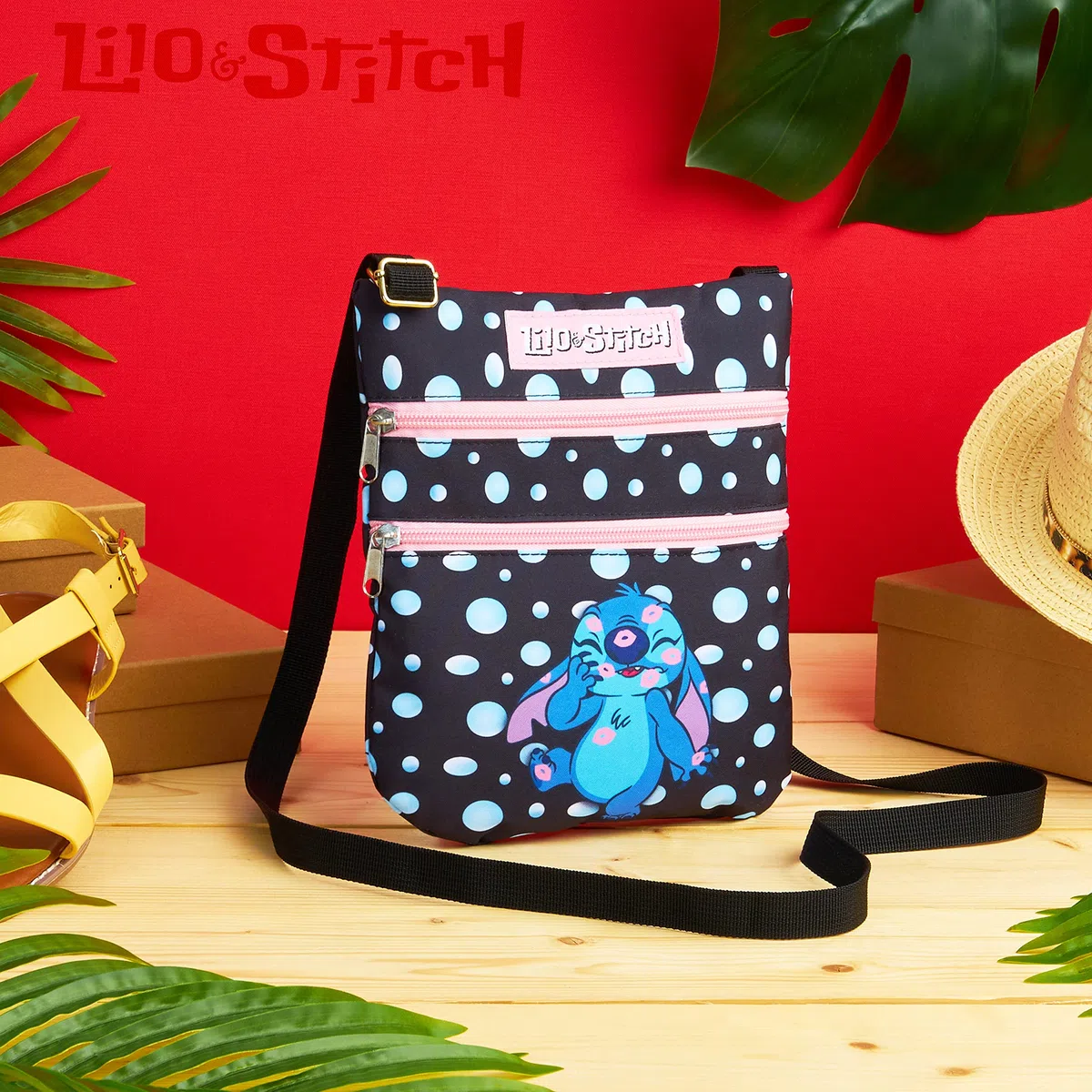 Disney Stitch Umhängetasche Mädchen & Teenager, Handtasche Mädchen mit verstellbarem Riemen, Crossbody Bag für Handy & Geldbörse, offiziell lizenziert