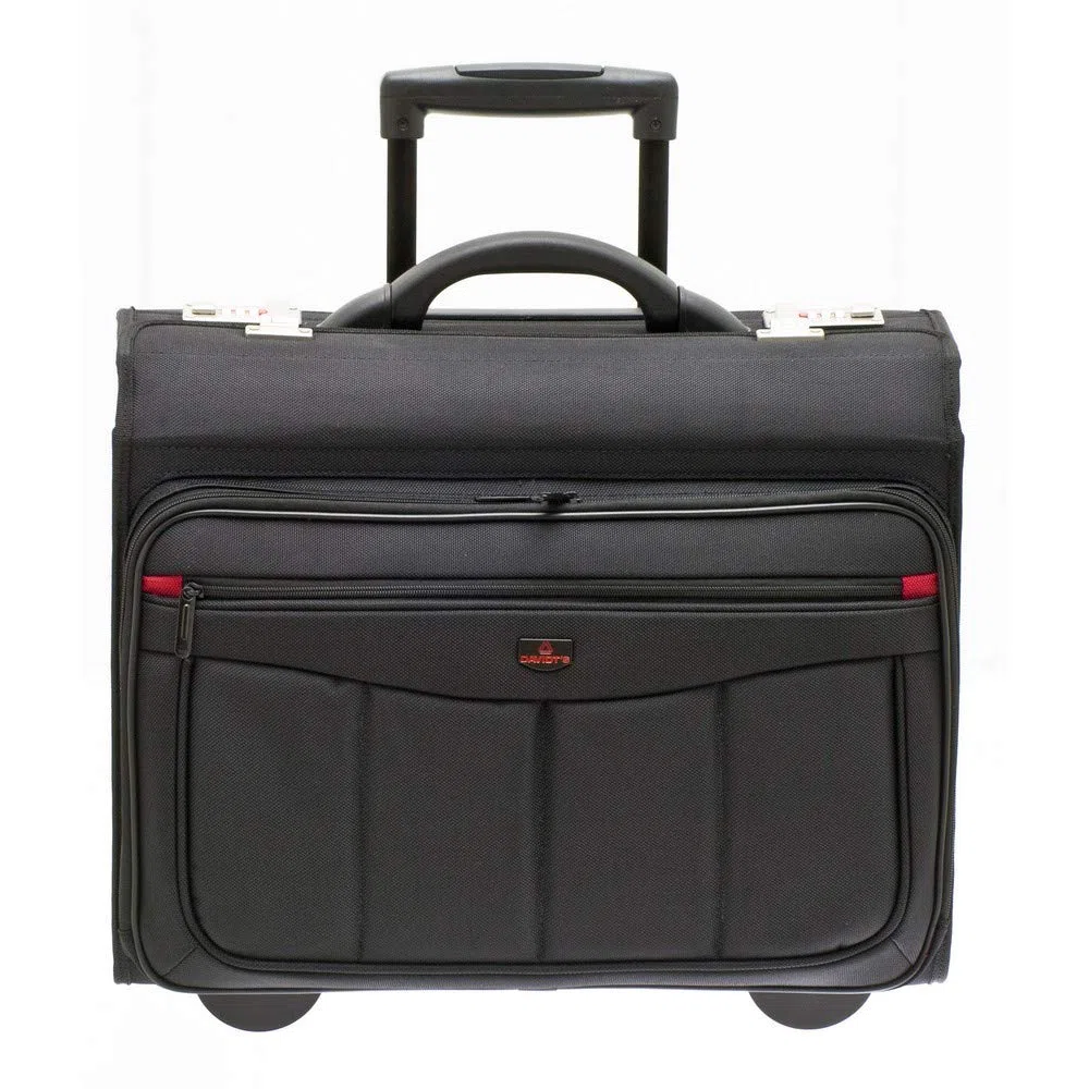 Davidts Trolley Rollkoffer Pilotenkoffer mit Rollen Aktenkoffer Lehrertasche Business Trolley 47x39x24 cm