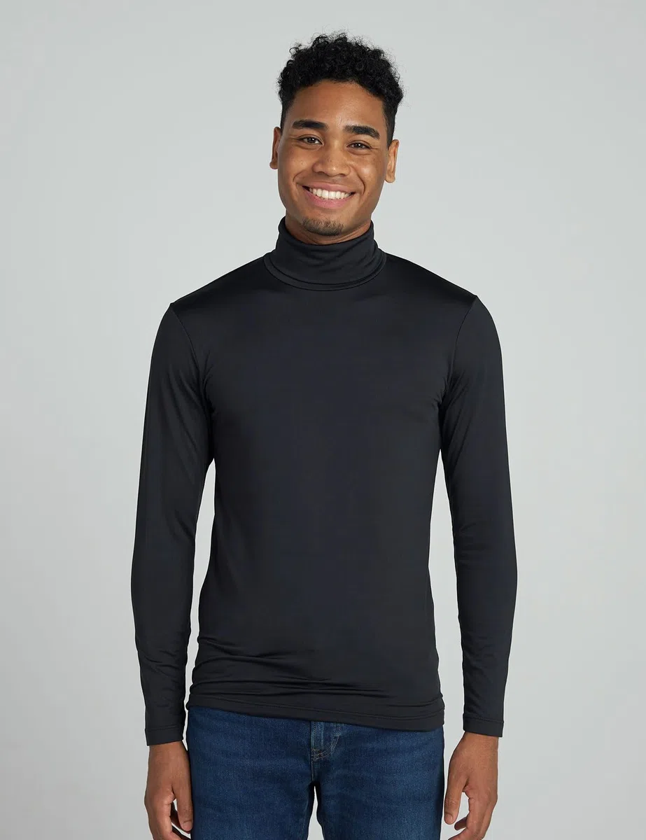LAPASA Herren Rollkragen Thermounterhemd, Innenfleece Thermounterwäsche langärmliges Thermo-Shirt Funktionsunterwäsche Oberteil (M122 Warm/M124 Wärmer)