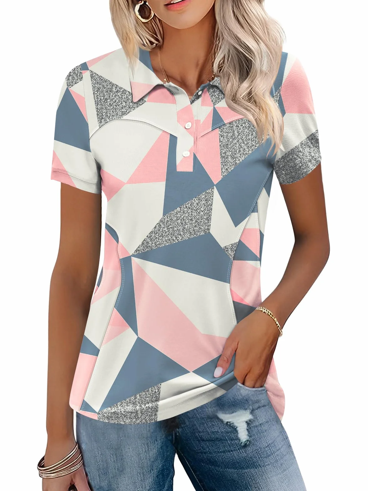 IECCP Poloshirts für Damen Kurzarm Polohemd Schnelltrocknend Golf Tennis Shirts Leicht Atmungsaktiv Tops Workout Sommershirts