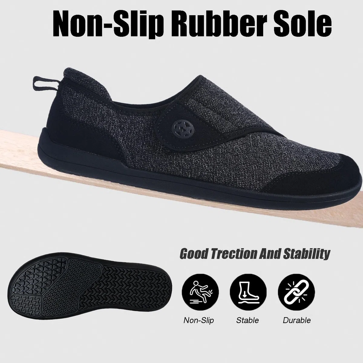 Sisttke Diabetiker Schuhe Herren Hausschuhe Damen Leichte Extra Weit Walkingschuhe Klettverschuß rutschhemmend Freizeitschuhe Arthritis Ödem Geschwollen Gesundheitsschuhe
