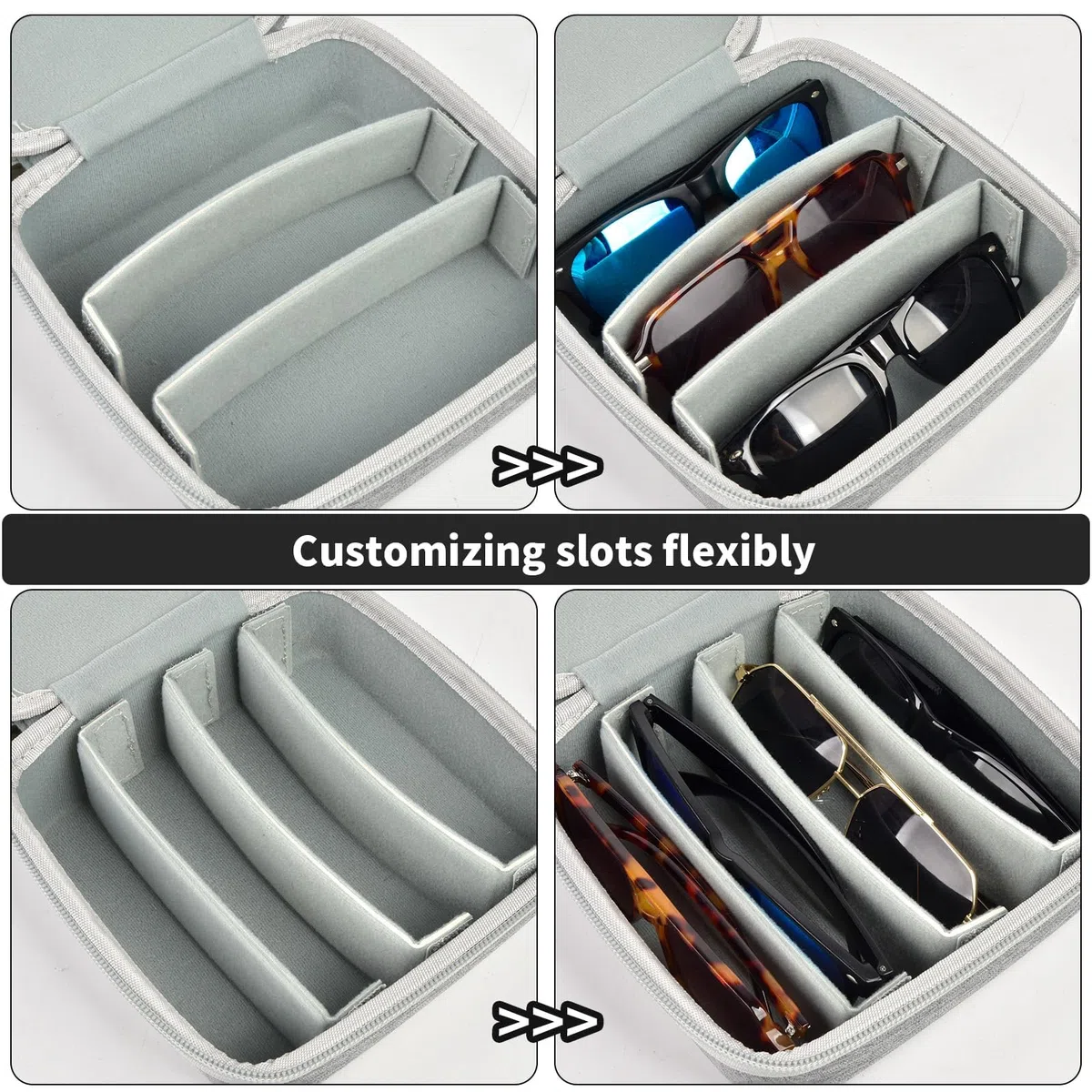 Sunglasses Organizer Brillenständer für Mehrere Brillen für CARFIA/für Wrimen, Brillenbox für Mehrere 4 Sonnenbrillen und Uhren, Schlüssel-S(nur Tasche)