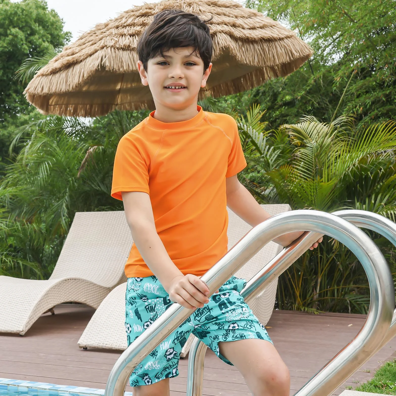 2 Stück Kinder UV Shirt Kurzarm Jungen Badeshirt Schwimmshirt Schnelltrocknend UPF 50+ Sonnenschutz Rash Guard T-Shirt 5~14 Jahre
