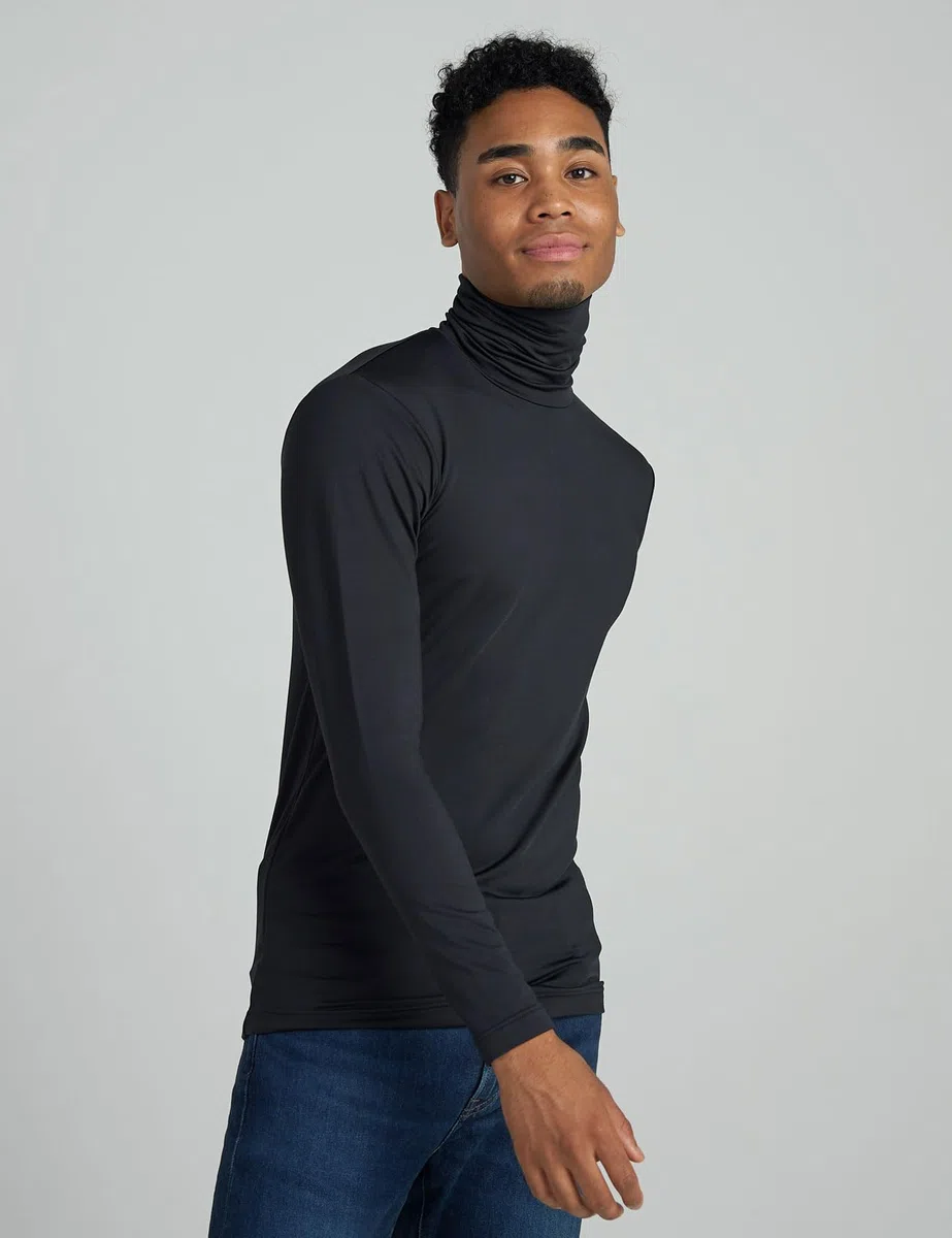 LAPASA Herren Rollkragen Thermounterhemd, Innenfleece Thermounterwäsche langärmliges Thermo-Shirt Funktionsunterwäsche Oberteil (M122 Warm/M124 Wärmer)