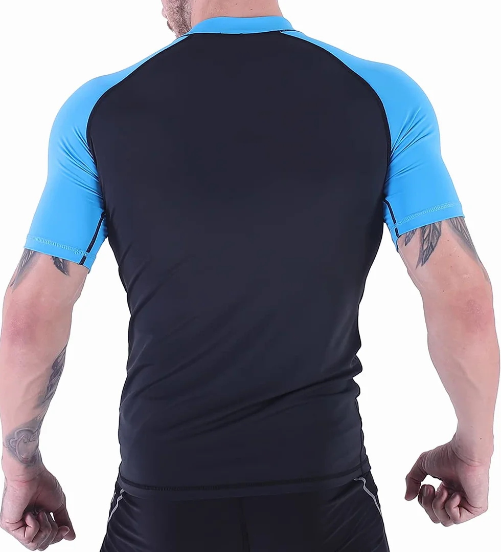 Herren Rash Vest Rashguard Kurzarm schwarz Schnorcheln Schwimmen Surfen Tops Tauchen Anzug UV Schutz Beach T-Shirt Shortsleeve