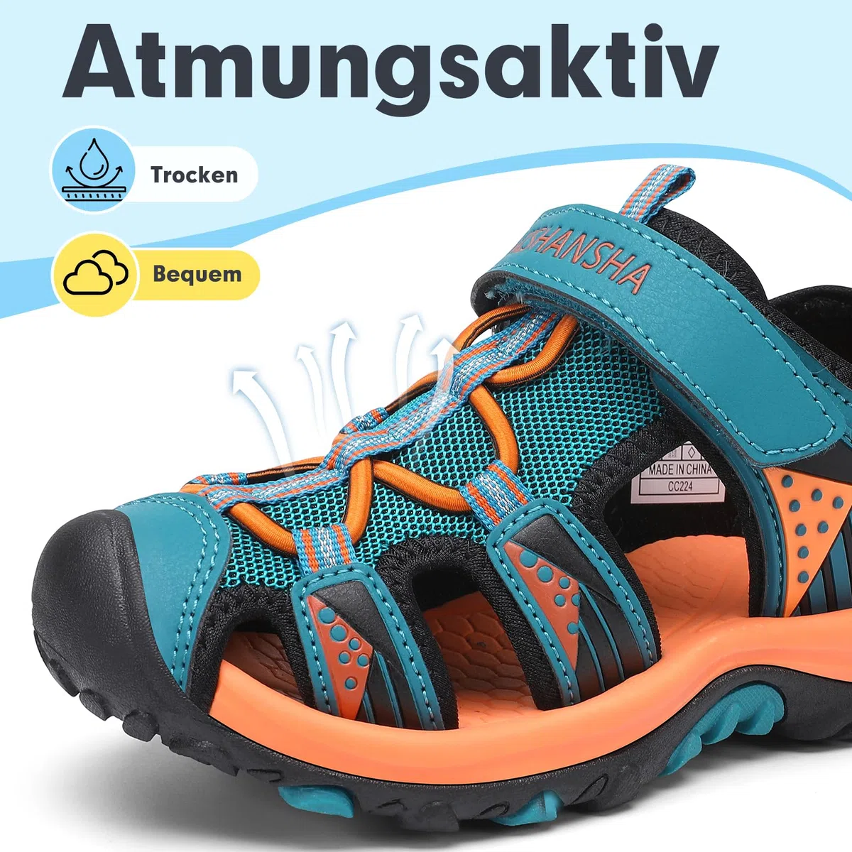 Mishansha Geschlossene Jungen Sandalen Sommer Atmungsaktiv Gr.24-39 | Geschlossen, Kinder Sommerschuhe, Trekkingsandalen, Outdoor, Rutschfest