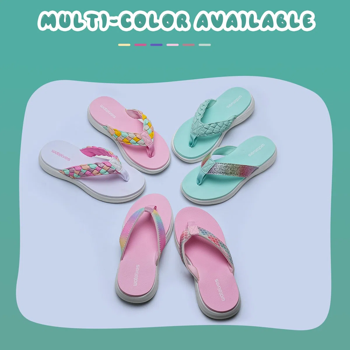 WateLves Flip Flops Kinder Zehentrenner Mädchen Badelatschen mit dicken Sohlen Sommer Strand und Pool Rutschfeste Zehensandalen