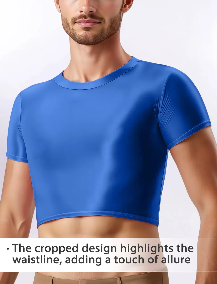 AIEOE Herren Tanktop Glossy Elastisch Crop Top Transparent Eng Muskleshirt Kurz Dünne Laufshirt EU S-L