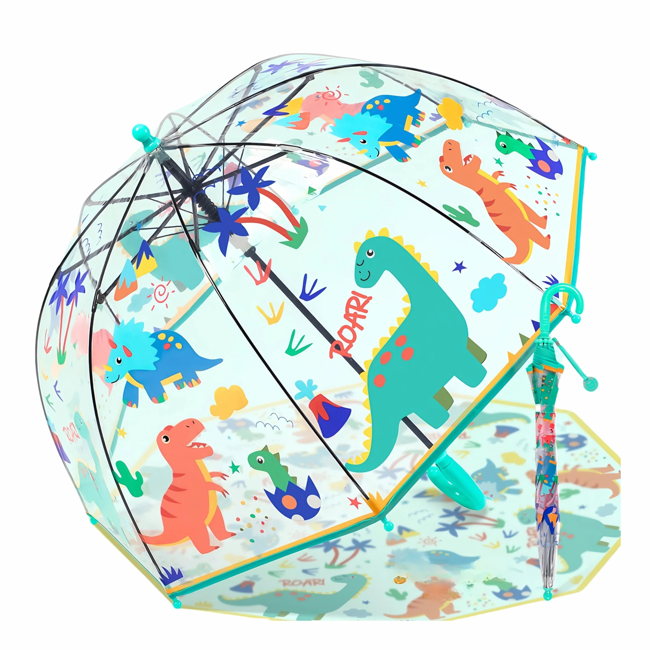 Generisch Kinder Regenschirm Kinder mit Kuppeldach Leichtes Niedliches Lustiges Design, Wind- und Regenschutzschirm,Stockschirm in Glockenform Transparent - Geschenke für Kinder