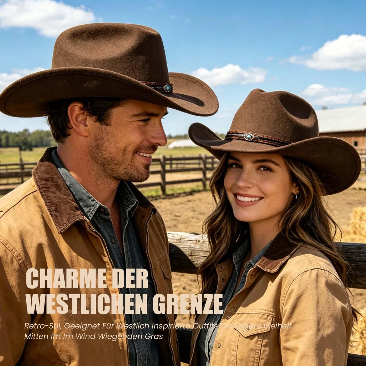 SIGONE Unisex Cowboy-Filzhut in Kaffebraun im Westernstil, Außenhut mit Breitem Rand, Verstellbarem Rückenband, Klassischer Cowboyhut für Männer und Frauen für Outdoor-Aktivitäten