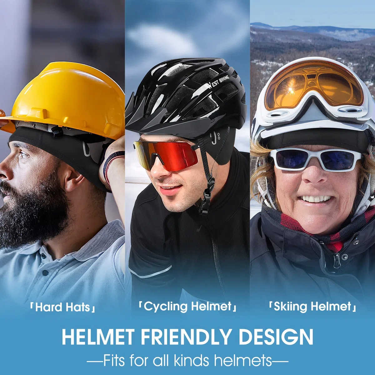 ICOCOPRO Fahrrad Mütze Helm-Unterziehmütze Herren/Damen | Bike Warm Cap | Winddichte Warm Wintermütze | Sport Mütze für Radfahren Skifahren Laufen Snowboarden Outdoor