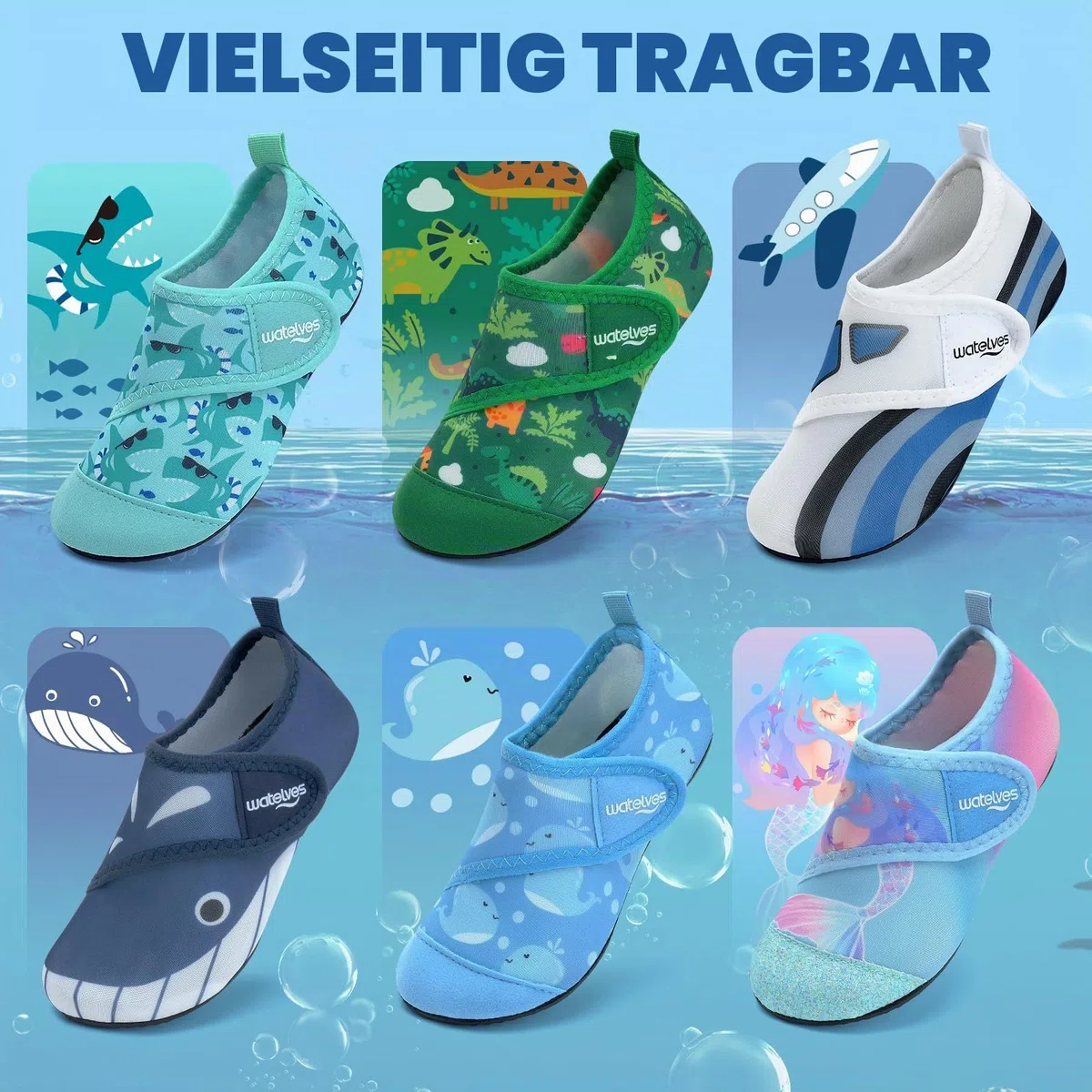 WateLves Badeschuhe Kinder Strandschuhe Schwimmschuhe Jungen Mädchen Baby Wasserschuhe Schnell Badesoken Aquaschuhe Trocknend Barfuss Schuhe
