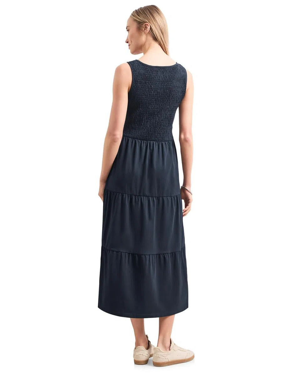 Street One Damen 1409162 Midi-Kleid mit Smok-Oberteil (1er Pack)