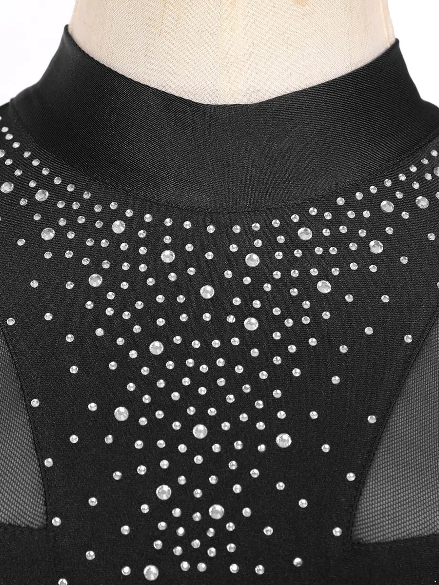 Freebily Frauen Tanzkleid Glitzer Lyrisch Latin Ballsaal Walzer Kleid Tanz Ballett Leotard Swing Kleid Moderne Tanzkostüme Contemporary Dance Dress