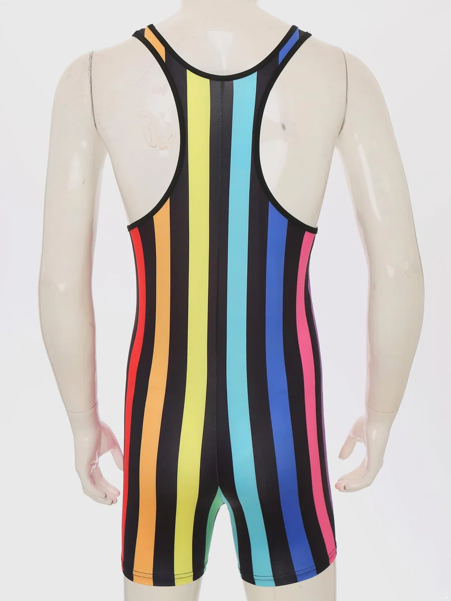 Doomiva Herren Body Einteiler Overall Ärmellos Tank Top Sportbody Männer Streifen Gymnastikanzug Sport Workout Bodysuit Sportwear