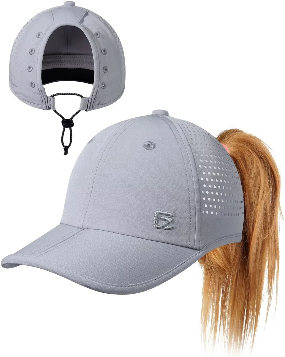 GADIEMKENSD Damen-Sporthut mit großem Pferdeschwanzloch, Performance Pferdeschwanzhut Lauf-Baseballkappe, faltbares unstrukturiertes Design, leicht, atmungsaktiv, ohrfreundlich