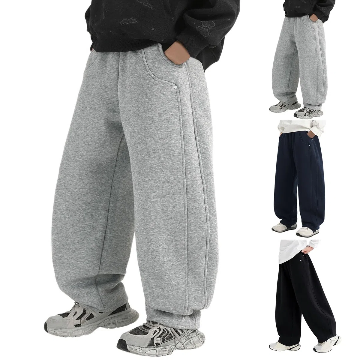 Baggy Jogginghose Jungs Sporthose Kinder Jungen Sweathose Mit Weite Bein Einfarbig Mit Kordelzug and Taschen Loose Casual Sweatpants