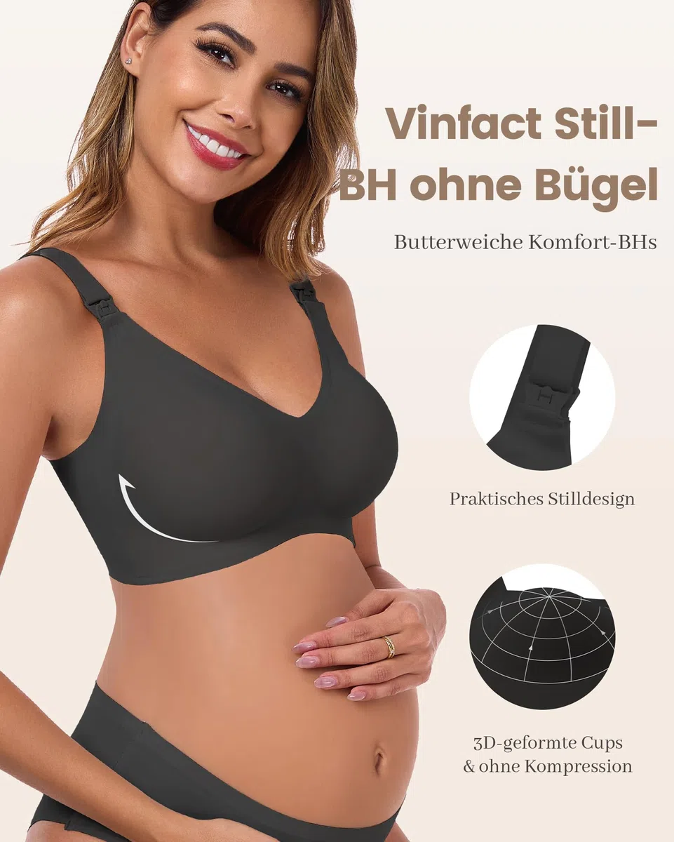 Vinfact Still-BH Ohne Bügel Nahtlos mit BH-Verlängerungen Schwangerschafts-BH für Stillen und Schlafen, Weich & Stützend für Frauen