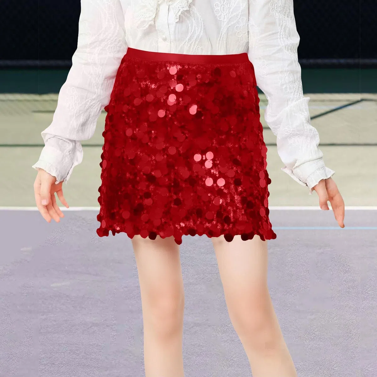 Pailletten Rock mädchen Glitzerrock Mädchen Pailletten Rock Elastischer Bund Funkelnde Glitzer Plissee Skorts mit Futter für Kinder Tanz Prinzessinnen Kleid
