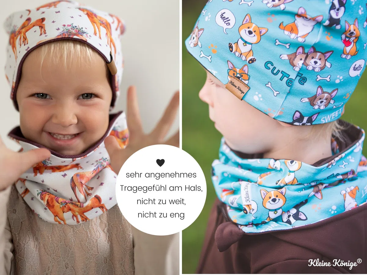Kleine Könige Loop Schal Kinder Jungen bis 10 Jahre · viele Muster · Innen Fleece Kuschel · Made in Germany