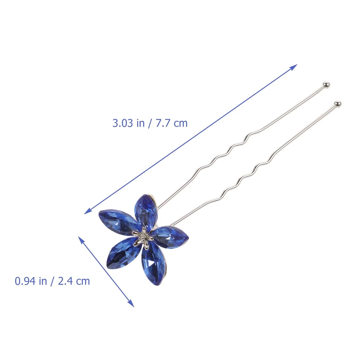 minkissy 4 Stück Blaue Haarnadeln Für Die Hochzeit U-förmige Haarstäbchen Haargabelnadel Haarklammern Zur Hochzeit Chignon-nadel Blumenhaarstab Legierung Braut Koreanische Version Haarteil