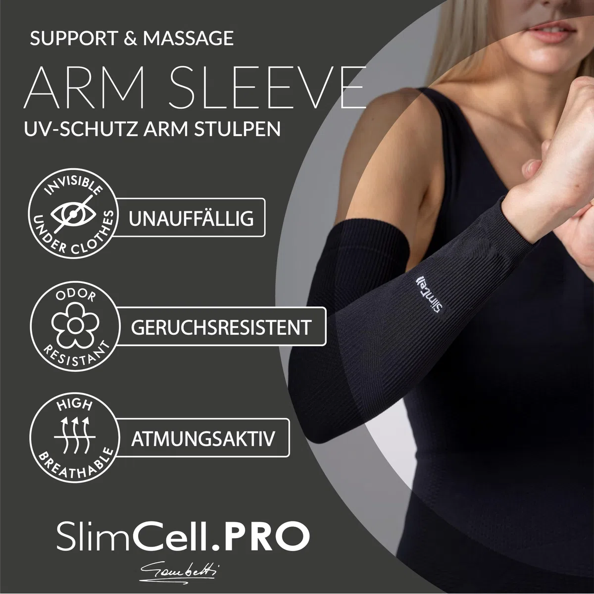 SLIMCELL PRO Armstulpen Damen Herren UV Protection Sleeves - Volleyball Armschoner, Arm Sleeve Gaming, Armsleeve Padel, Armstulpen Herren, Armlinge Tennis, Arm Stulpen Kompression - Made in Italy