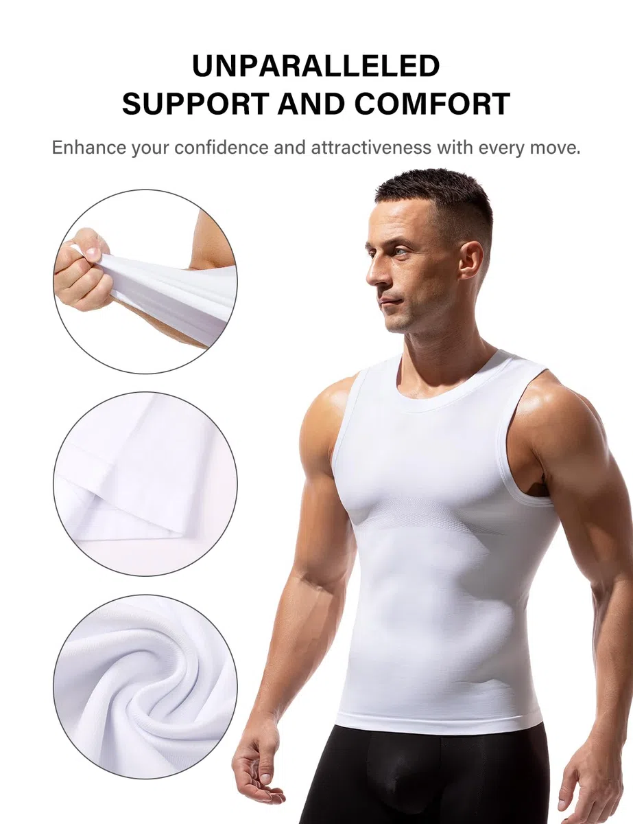 Arjen Kroos Shapewear Herren Kompressionsshirt Figurformend Bauchweg Shirt Shape Elastische Unterhemd Body Shaper Tank Top