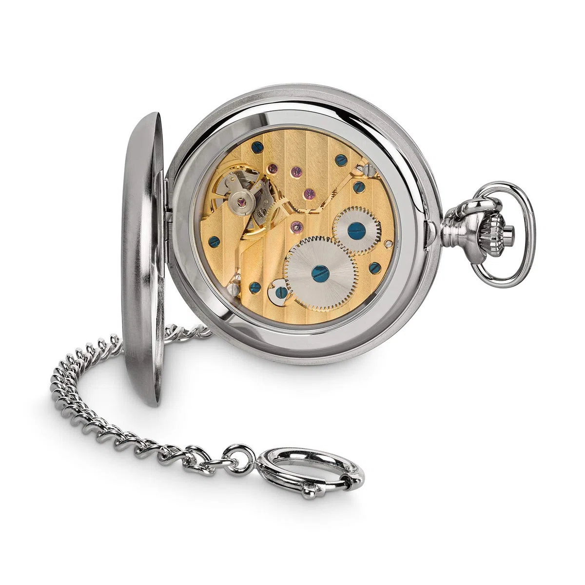 Hermann Jäckle Herren Taschenuhr Triberg Handaufzug 50 mm | Made in Germany, Handaufzugswerk, Double Hunter Gehäuse, kleine Sekunde, inklusive Kette und Reiseetui