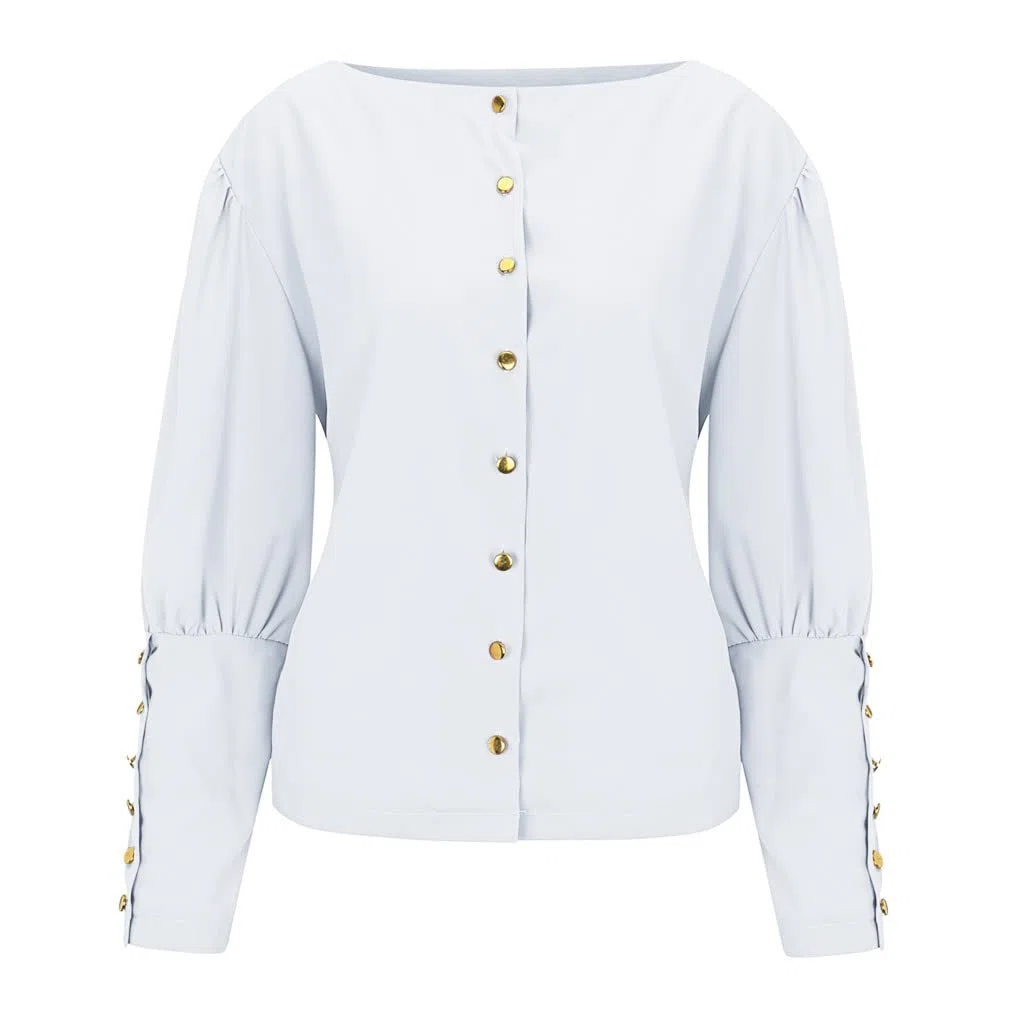 Langarmshirt Damen Tops Hemd Bluse Solid Rundhals Langarm Shirt Bluse Lose Tunika Top