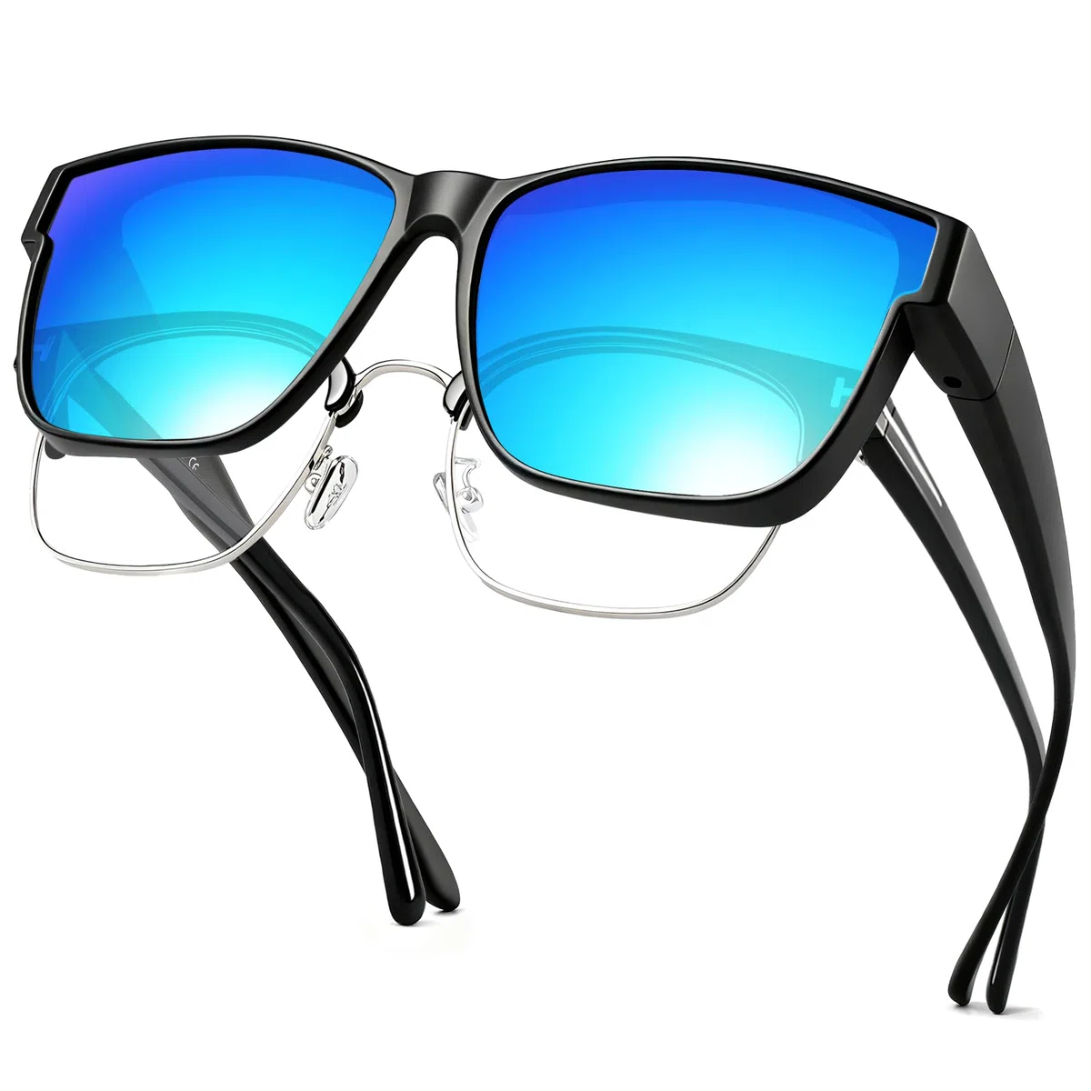 URUMQI Überzieh Sonnenbrille über Normale Brille, Polarisiert Überbrille Sonnenbrille für Brillenträger Damen Herren, Fit over Sunglasses mit UV400 Schutz für Fahren, Angeln Beige Schildpatt Rahmen