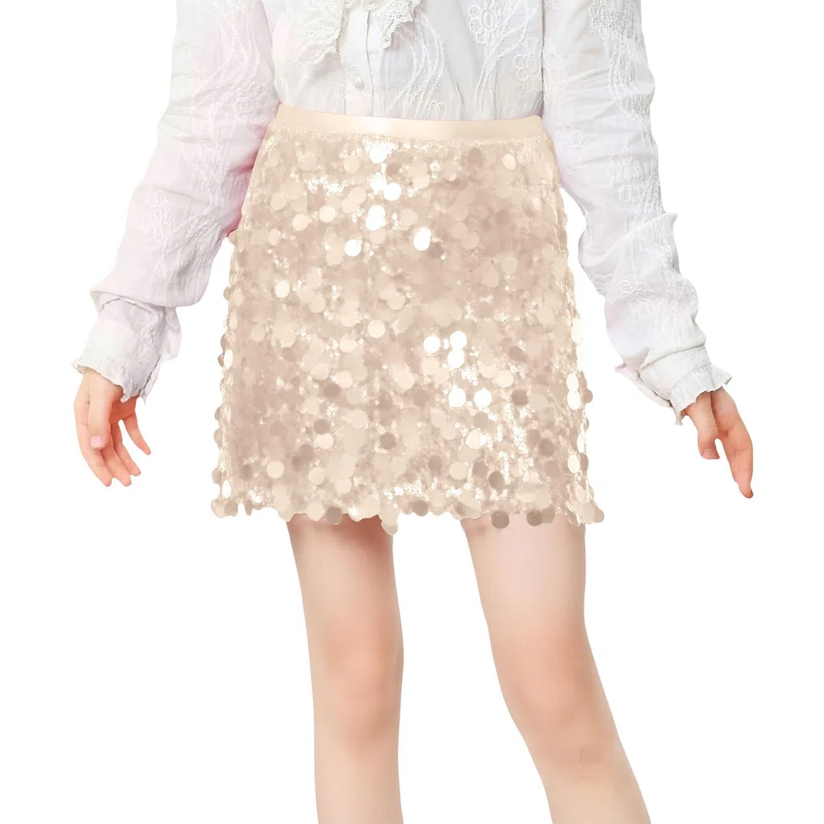 Rock Kinder mädchen Glitzerrock Mädchen Pailletten Rock Elastischer Bund Funkelnde Glitzer Plissee Skorts mit Futter für Kinder Tanz Prinzessinnen Pailletten Gold