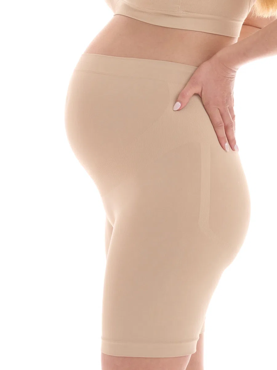 Herzmutter Umstandsslips nahtlos - OekoTex 100 - Langes Bein - Schwangerschafts Unterhose - Überbauch-Shorts-Unterwäsche - Seamless-Stützend - 1er & 2er Set - 5500