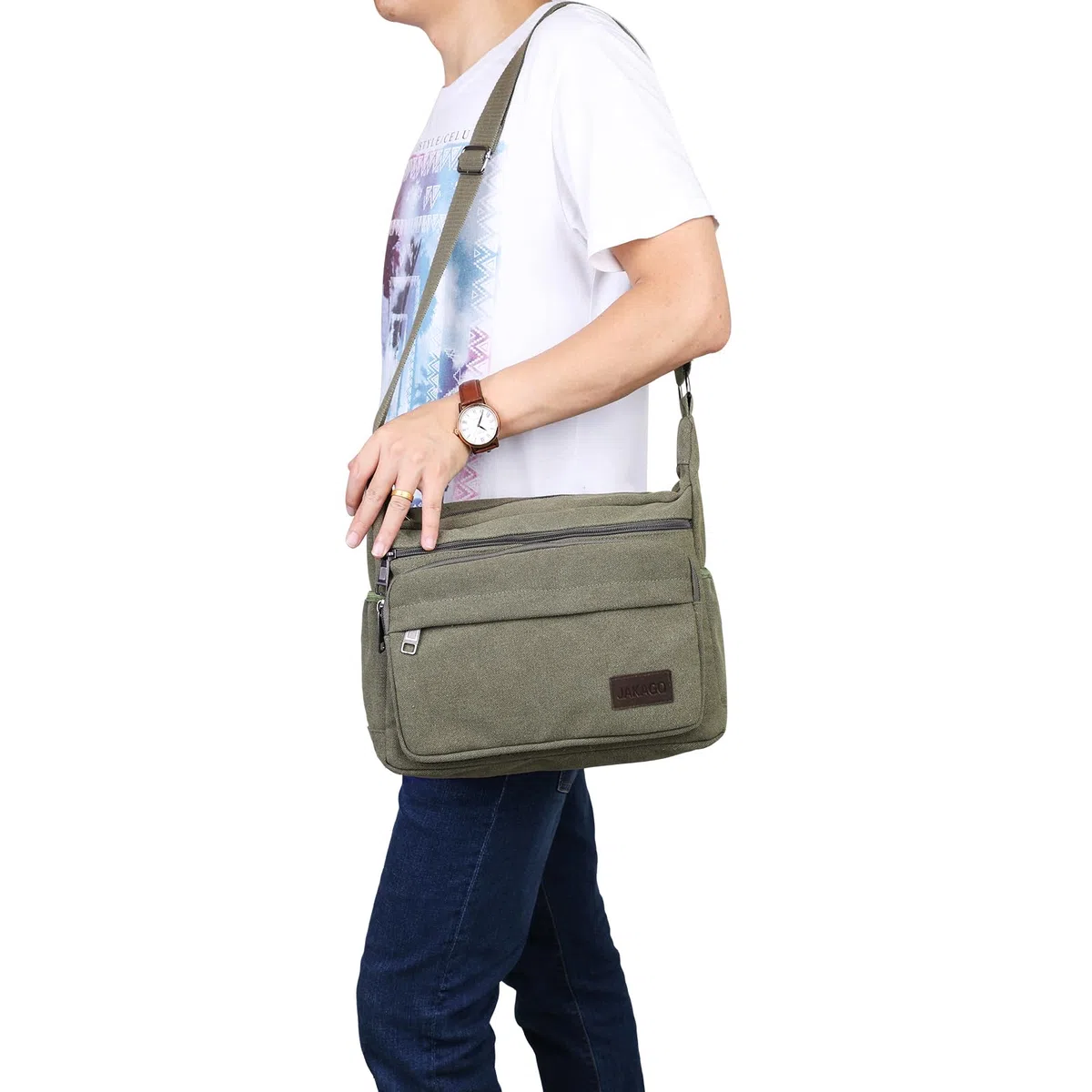 JAKAGO Wasserdichte Umhängetasche Herren Segeltuch Arbeitstasche Outdoor Camping Reisen